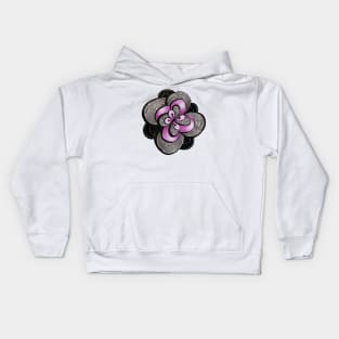 Abstract Flower In Purple Grey Black Decorative Art Kids Hoodie